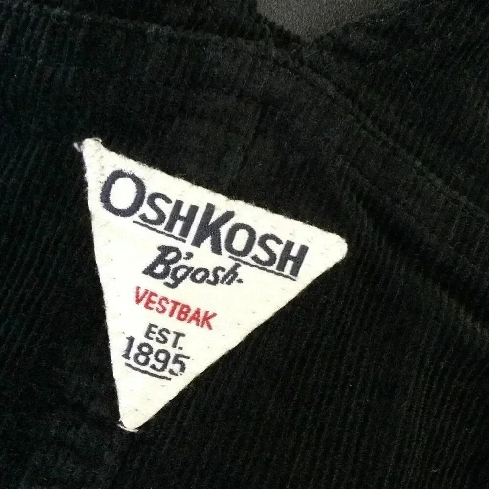 Oshkosh Girls Size 24 Months Corduroy Overalls Shorts Black Red‎ Embroidered